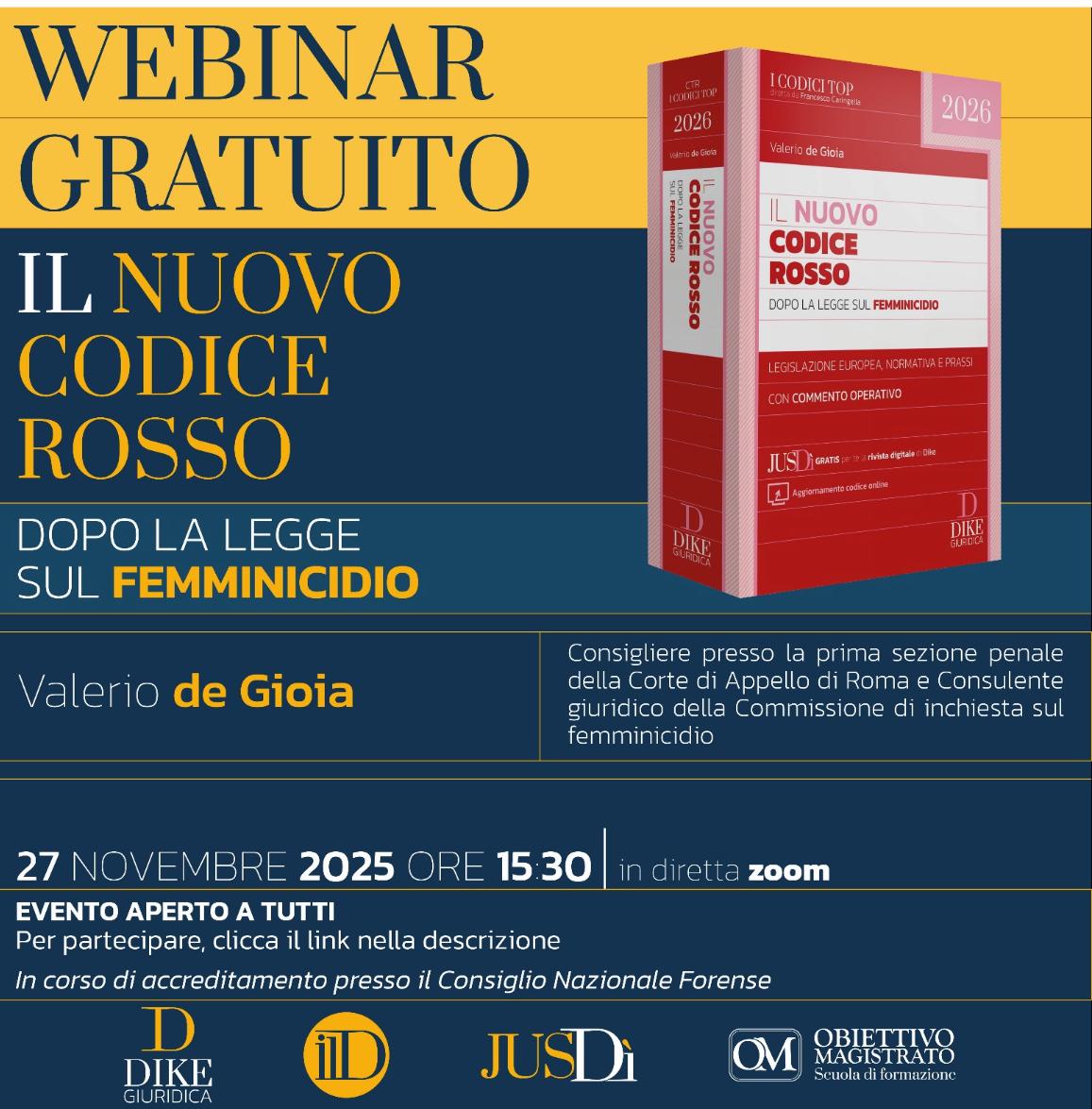 Webinar Il nuovo codice rosso – dopo la legge sul femminicidio